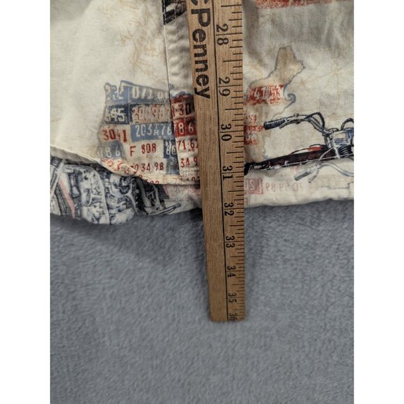 RedHead Shirt Men SZ XXL 2XL Beige All Over Motorcycle Print Short Sleeve Cotton - Picture 4 of 8